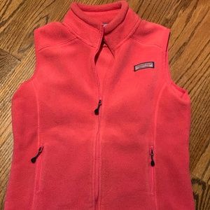 VINEYARD VINES Girls Vest Coral Fleece Full Zip Size L 14 Mock Neck Outerwear